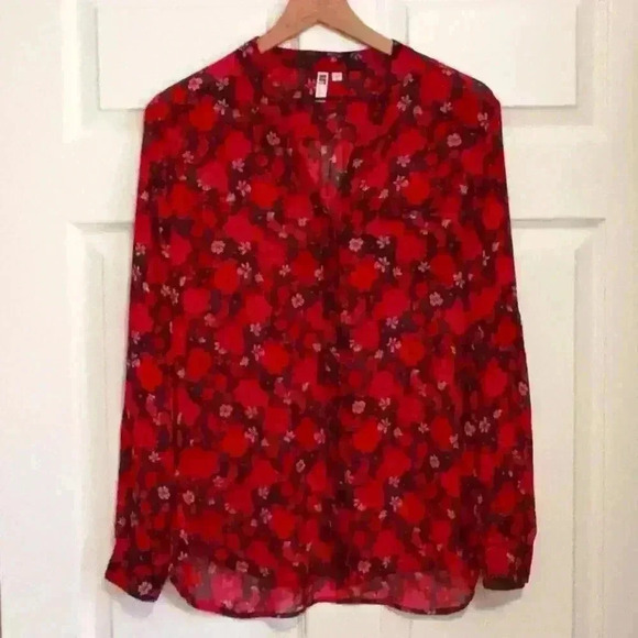 Kut From The Kloth Shirt Size M Pink Black Floral - Picture 1 of 7